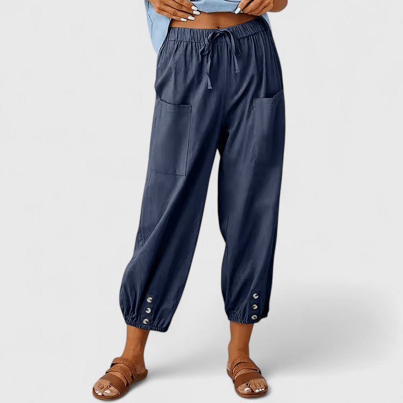 Thaline Cotton Linen Wide Leg Trousers