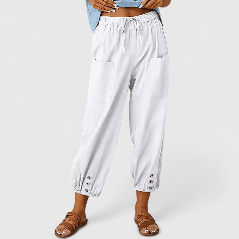 Thaline Cotton Linen Wide Leg Trousers