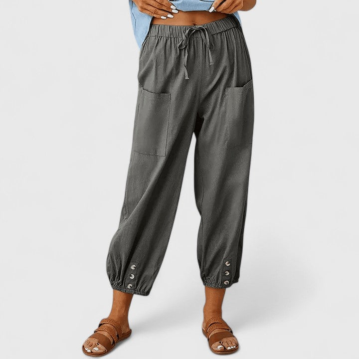 Thaline Cotton Linen Wide Leg Trousers