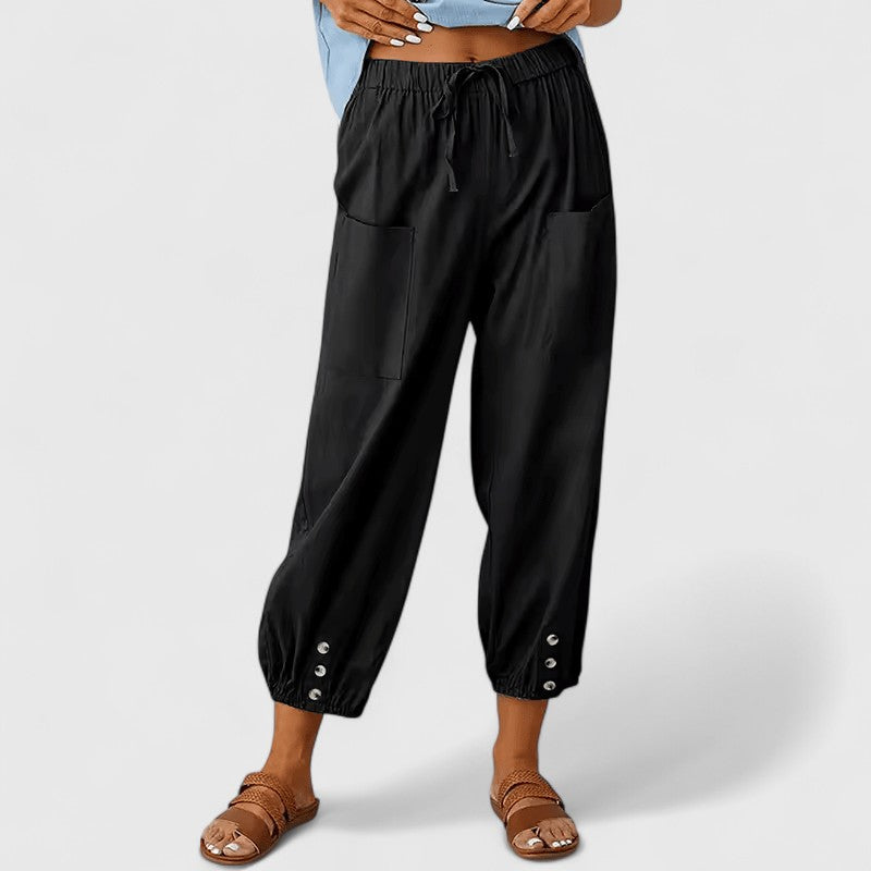 Thaline Cotton Linen Wide Leg Trousers