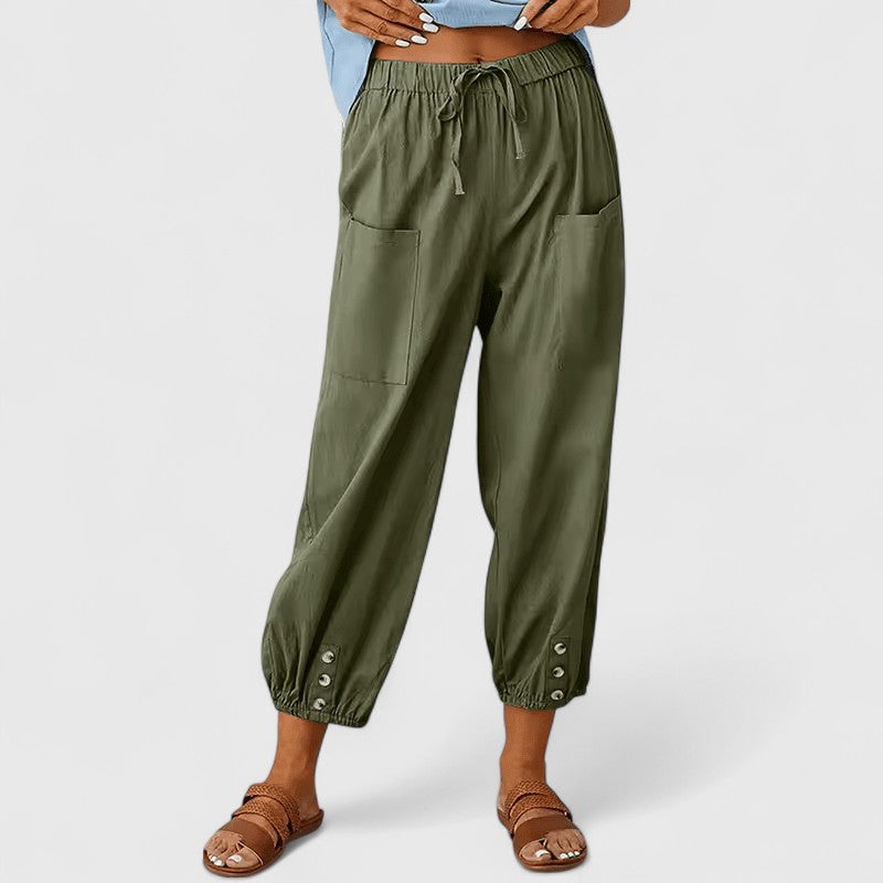 Thaline Cotton Linen Wide Leg Trousers