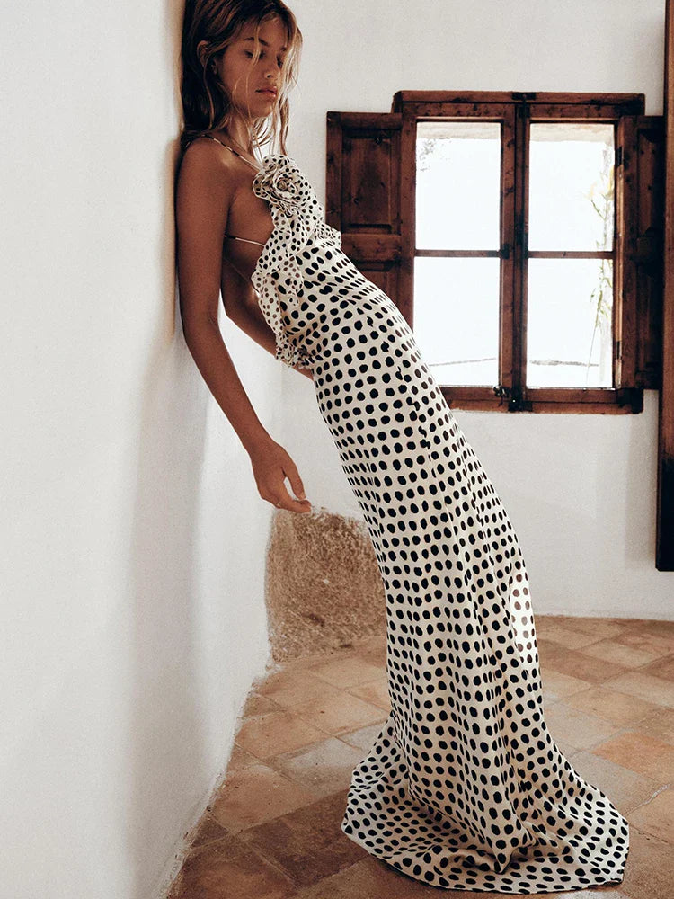 Elara - Playful Polka Dot Maxi Dress
