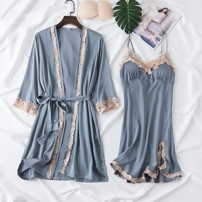 Mirène Satin Lace Loungewear Set