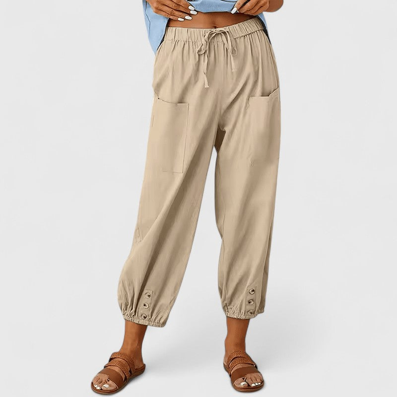 Thaline Cotton Linen Wide Leg Trousers