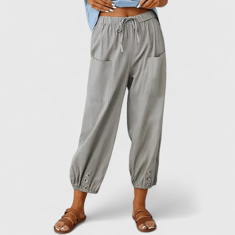 Thaline Cotton Linen Wide Leg Trousers