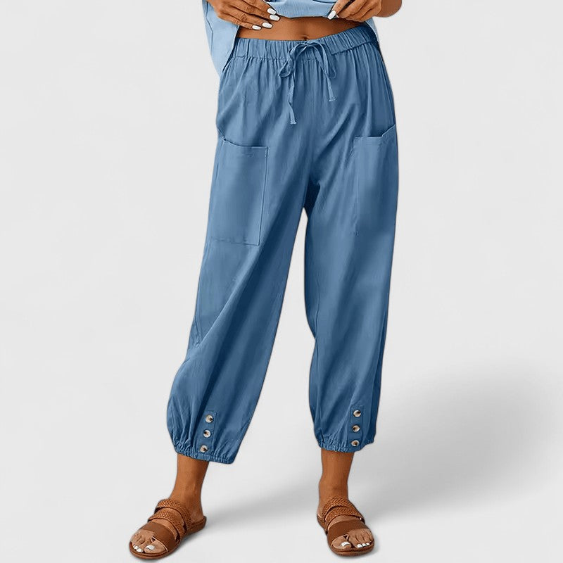 Thaline Cotton Linen Wide Leg Trousers