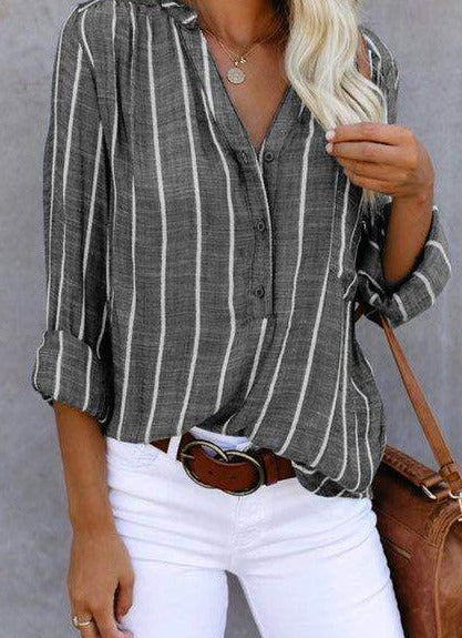 Solvenne Striped Button Up Shirt