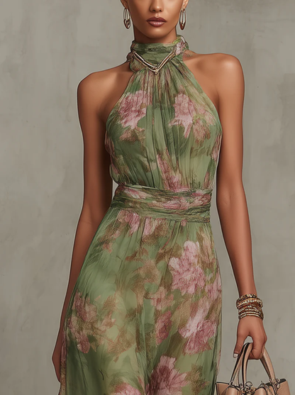 Calliope - Floral Halter Midi Dress
