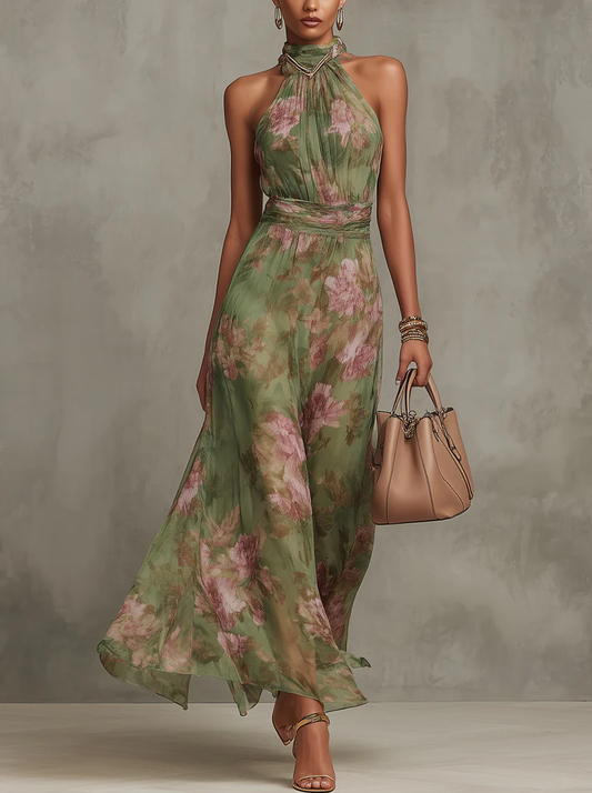 Calliope - Floral Halter Midi Dress