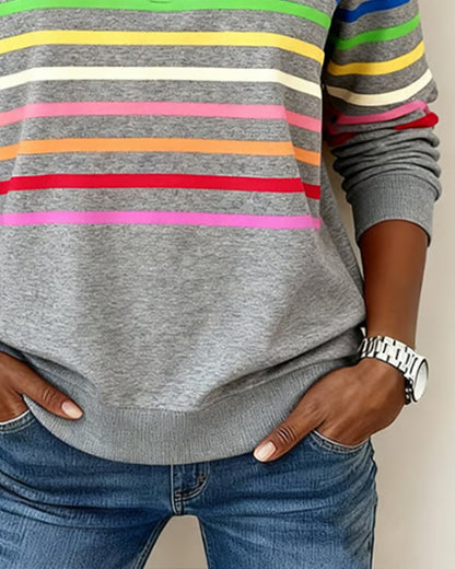 Reinette Stripe Zip Collar Sweatshirt