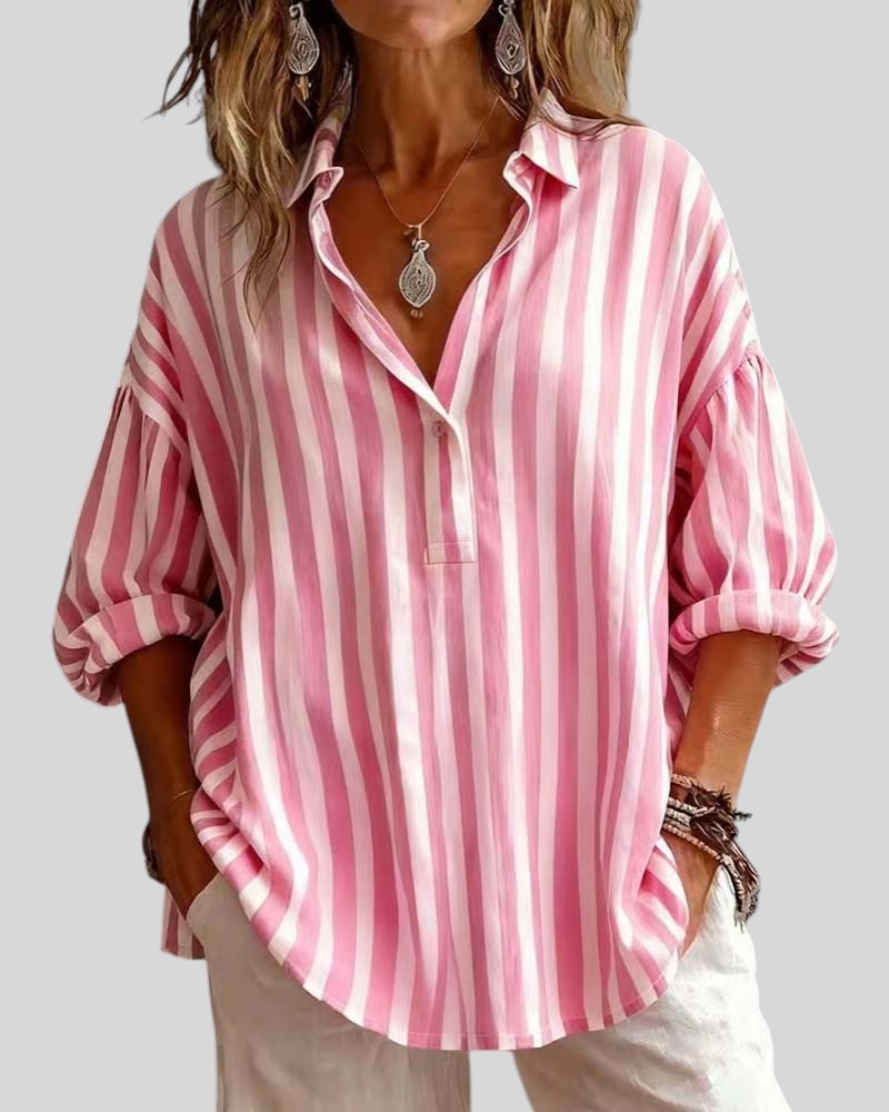 Cameline Striped Collar Blouse