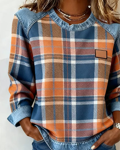Trevane Checkered Patchwork Sweatshirt