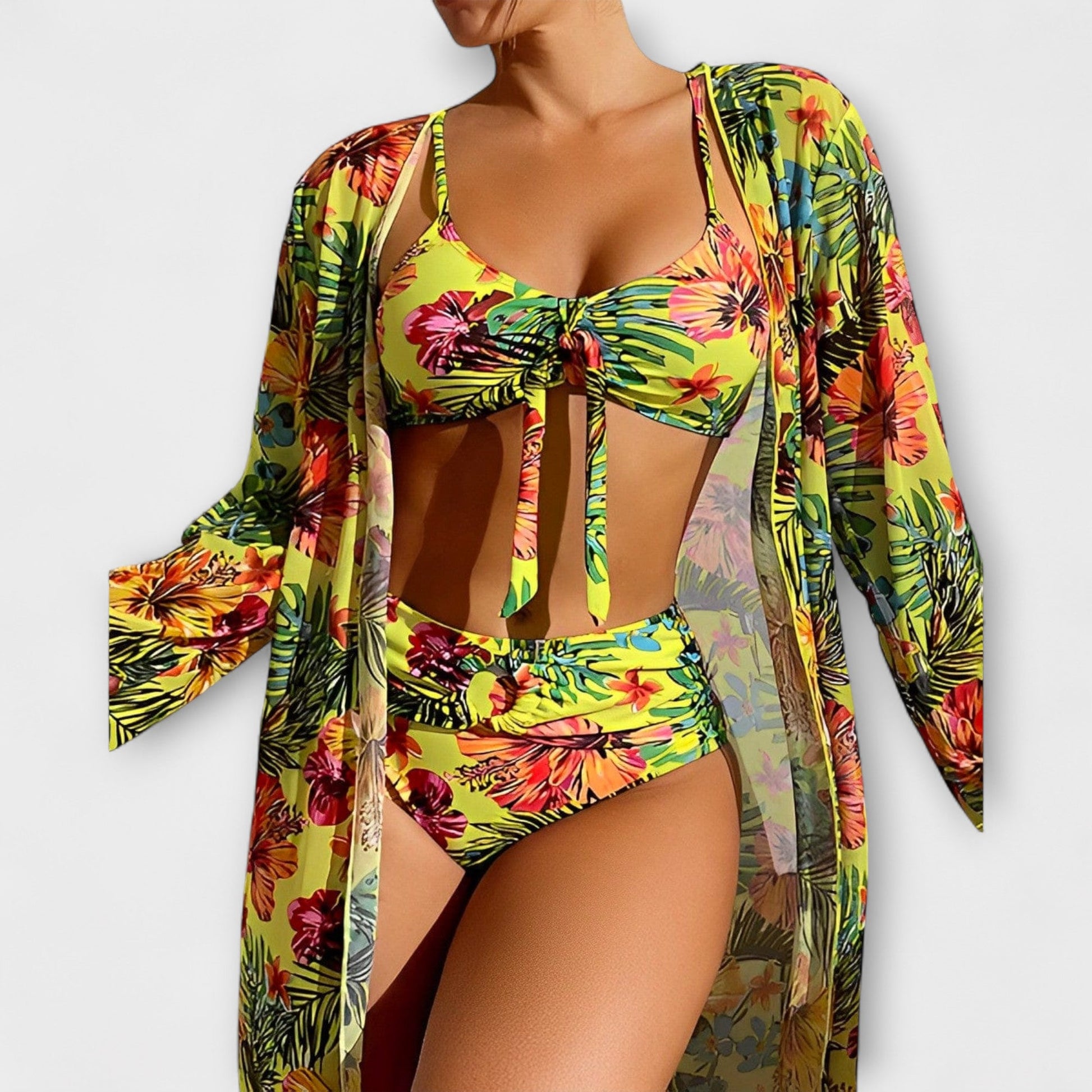 Zarae - Tropical Bikini & Kimono Set