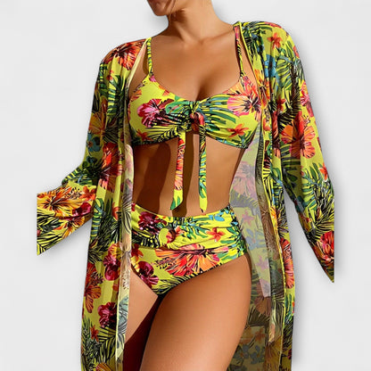 Zarae - Tropical Bikini & Kimono Set