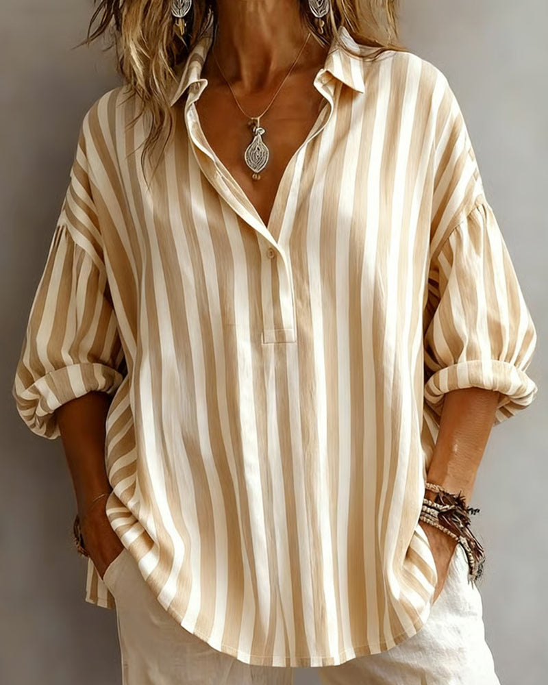 Cameline Striped Collar Blouse