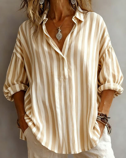 Cameline Striped Collar Blouse
