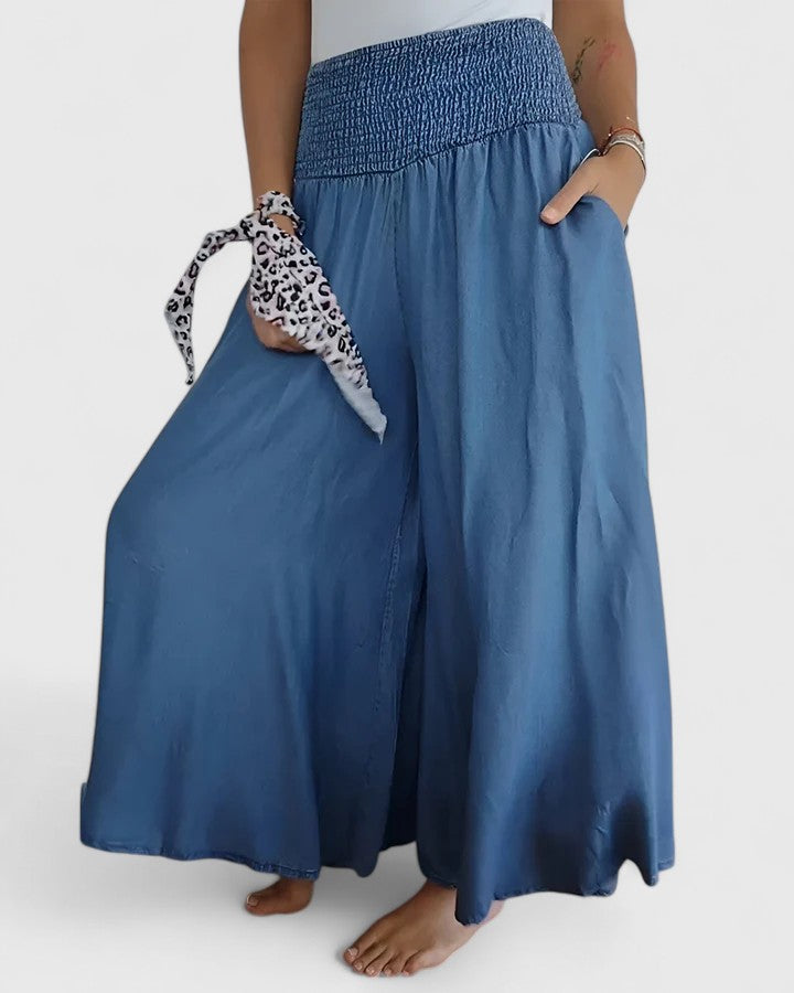 Evalia Lightweight Wide Leg Trousers