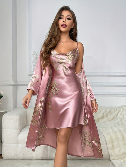 Delphine Satin Camisole Robe Set