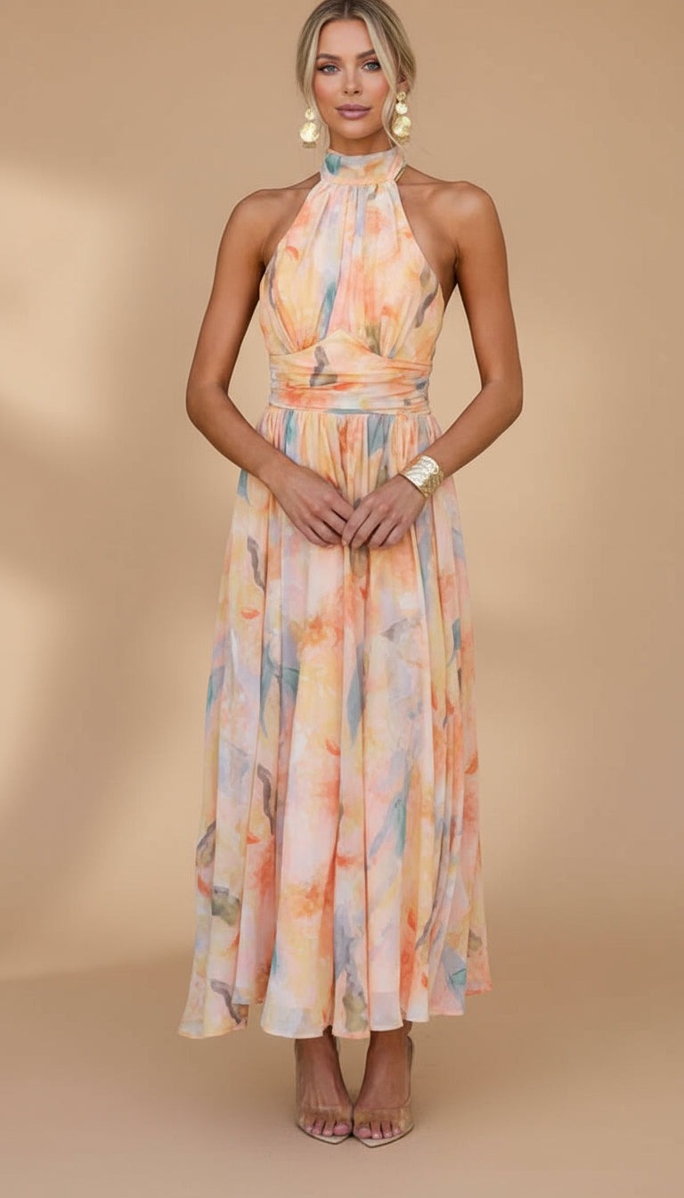 Seraphina - Floral Halter Maxi Dress