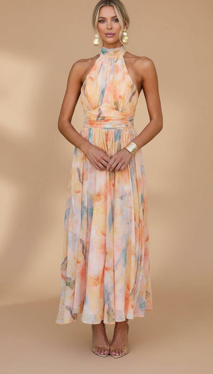 Seraphina - Floral Halter Maxi Dress