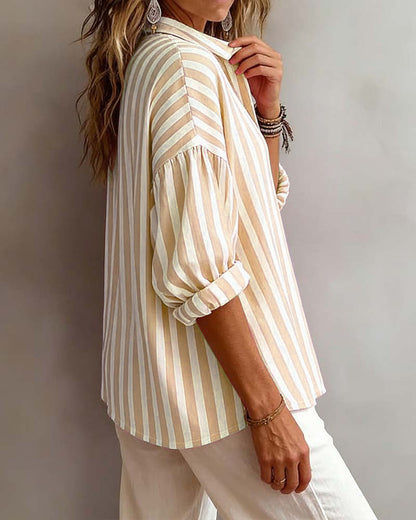 Cameline Striped Collar Blouse