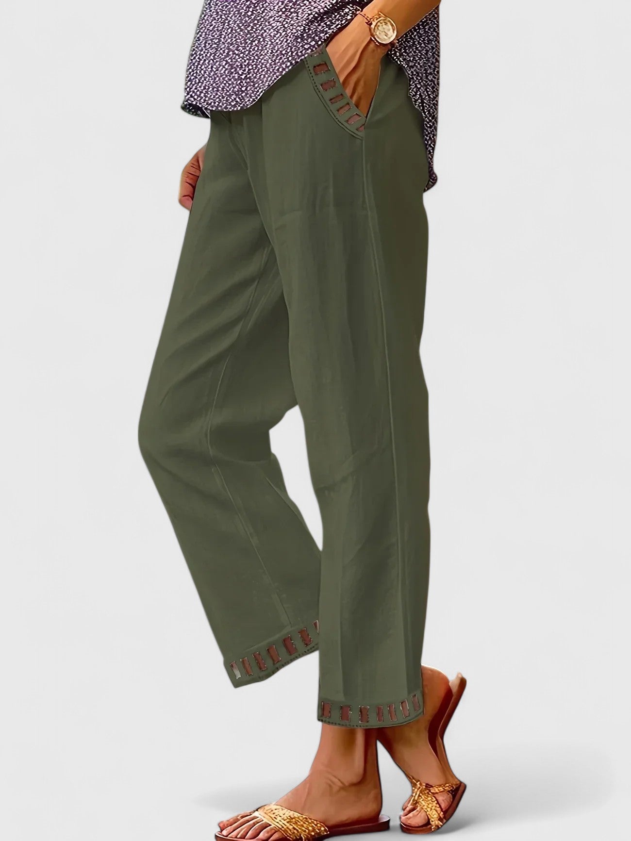 Delphine Contrast Trim Cropped Trousers