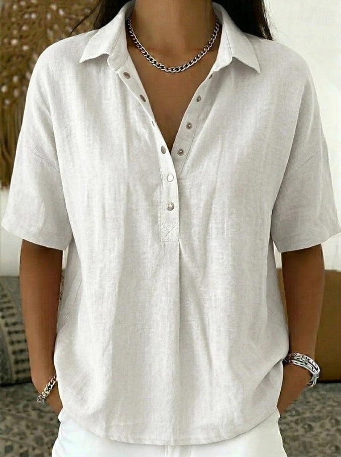 Davienne Button Collar Blouse