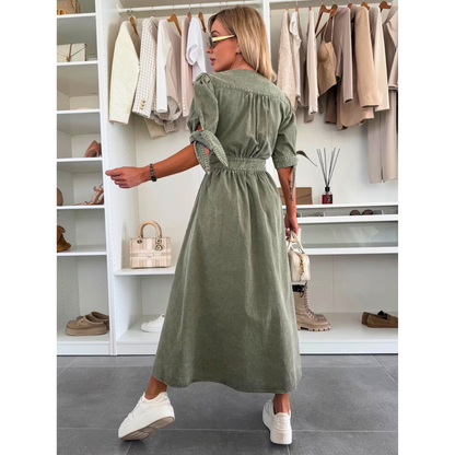 Hadley - V-Neck Denim Midi Dress