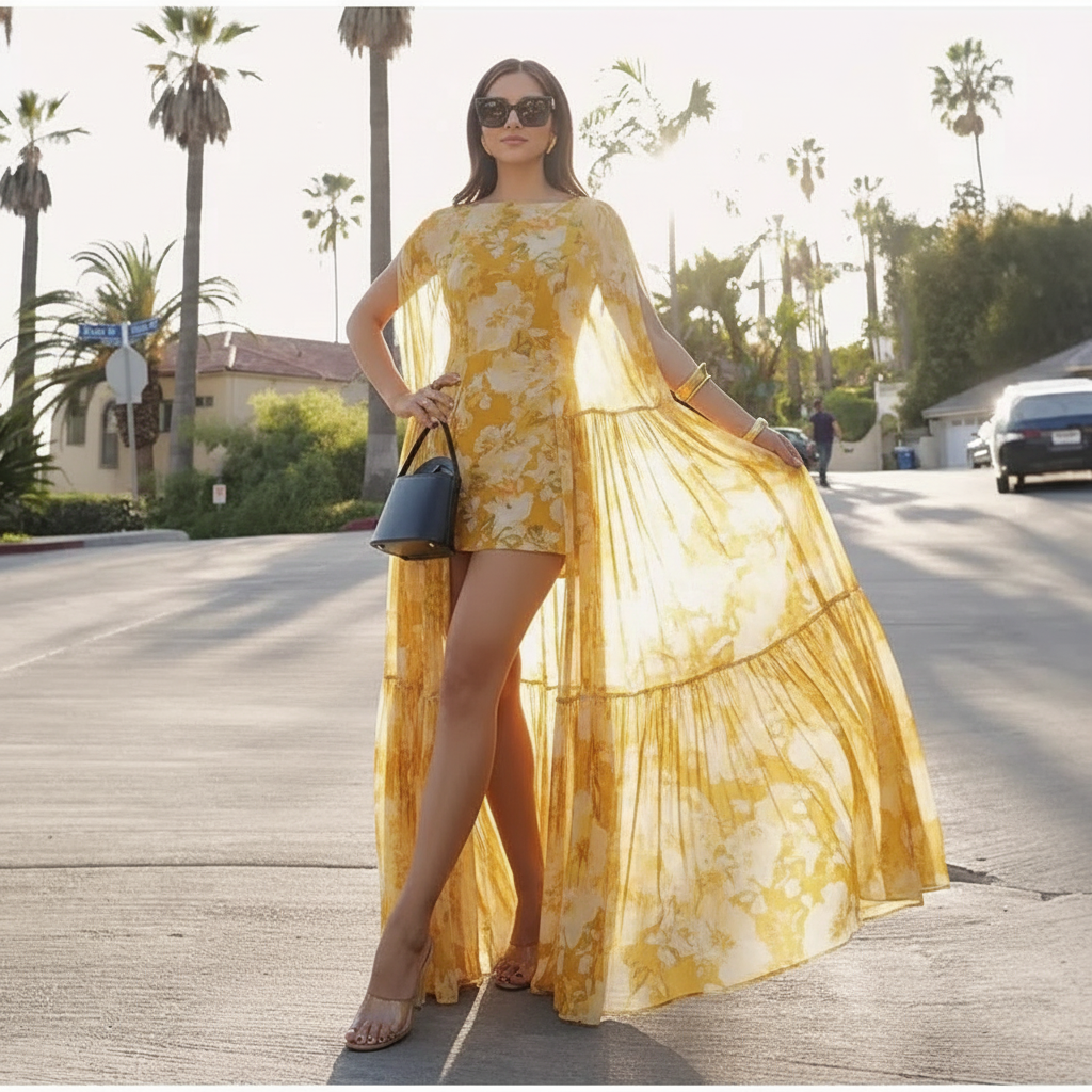 Zarae - Flowy Overlay Maxi Dress