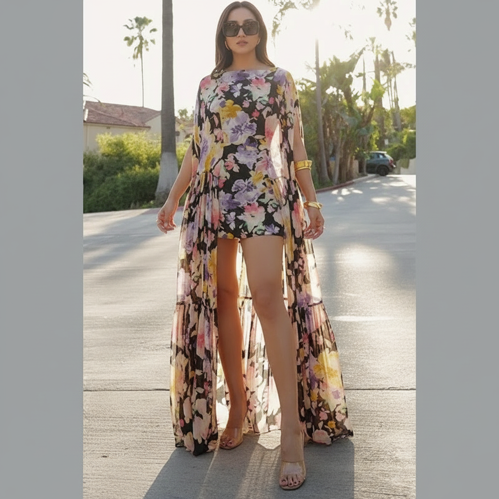Zarae - Flowy Overlay Maxi Dress