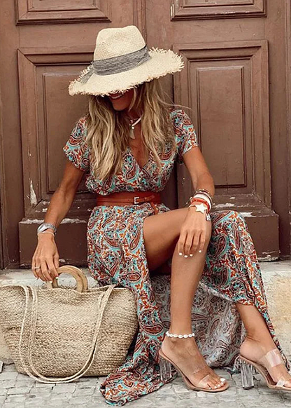 Calista - Elegant Paisley Maxi Dress