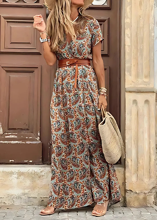 Calista - Elegant Paisley Maxi Dress