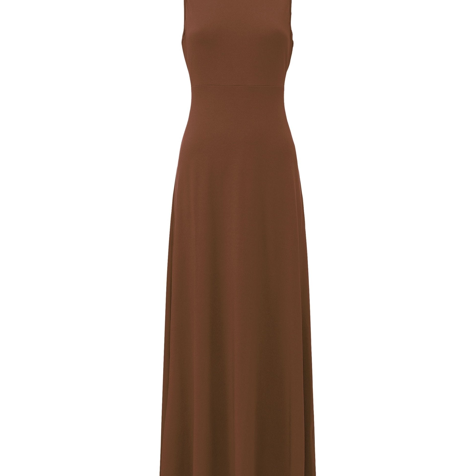 Model accessorizing the classic black maxi dress with a colorful scarf for a pop of color.
