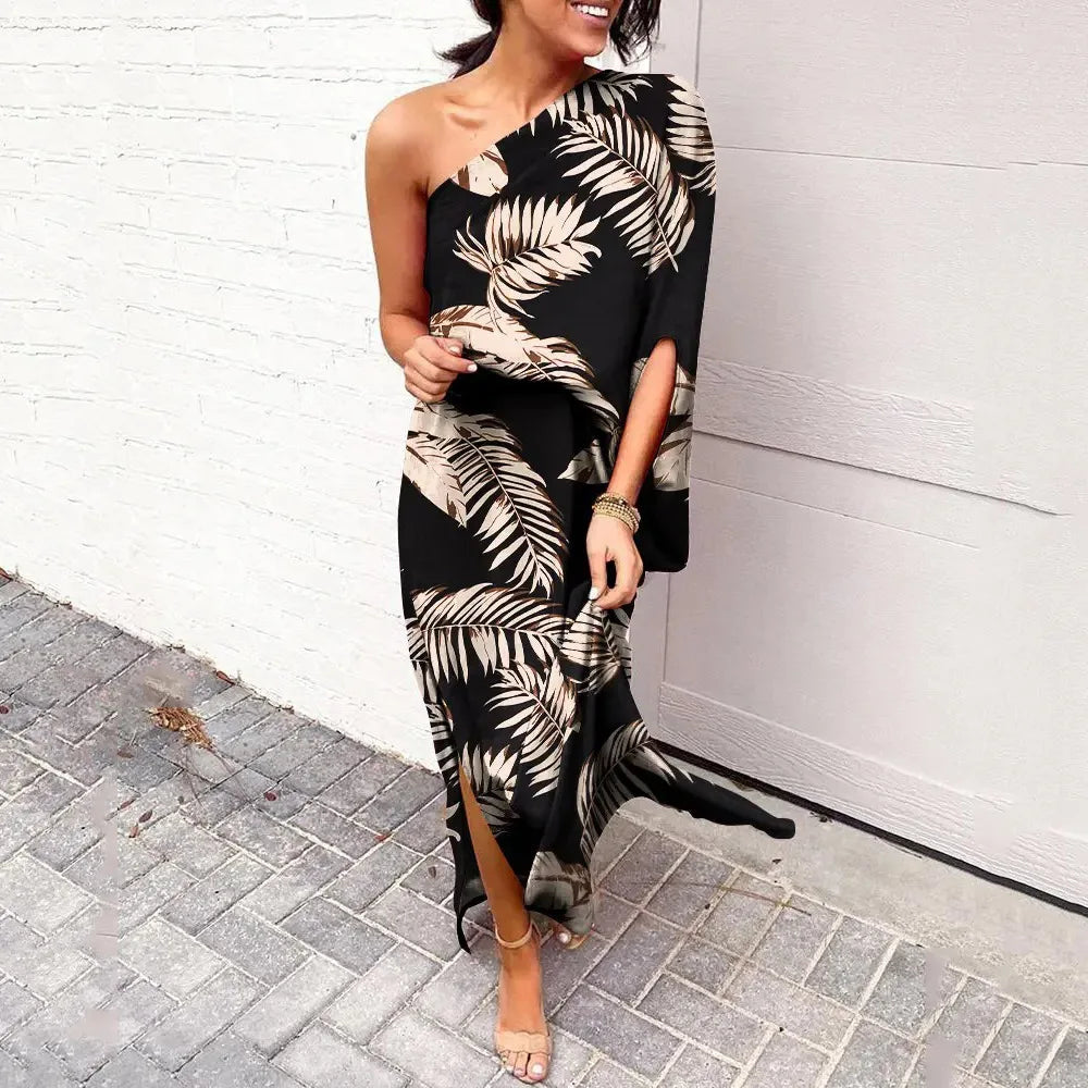 Lifestyle shot of the Lumi floral dress worn at a sunny outdoor event, perfect for summer occasions.
