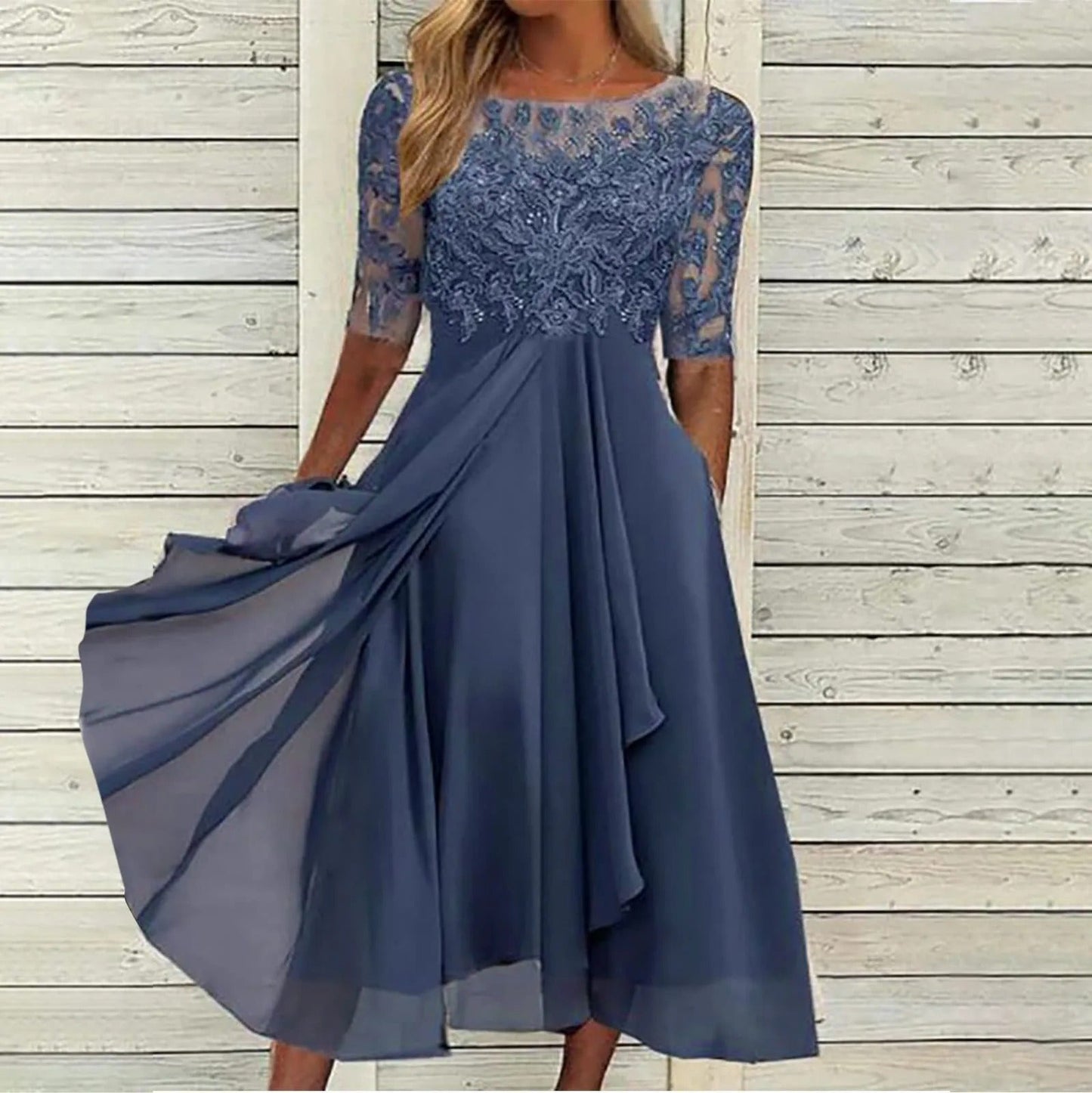 Mila - Embroidered Chiffon Dress jurk product image