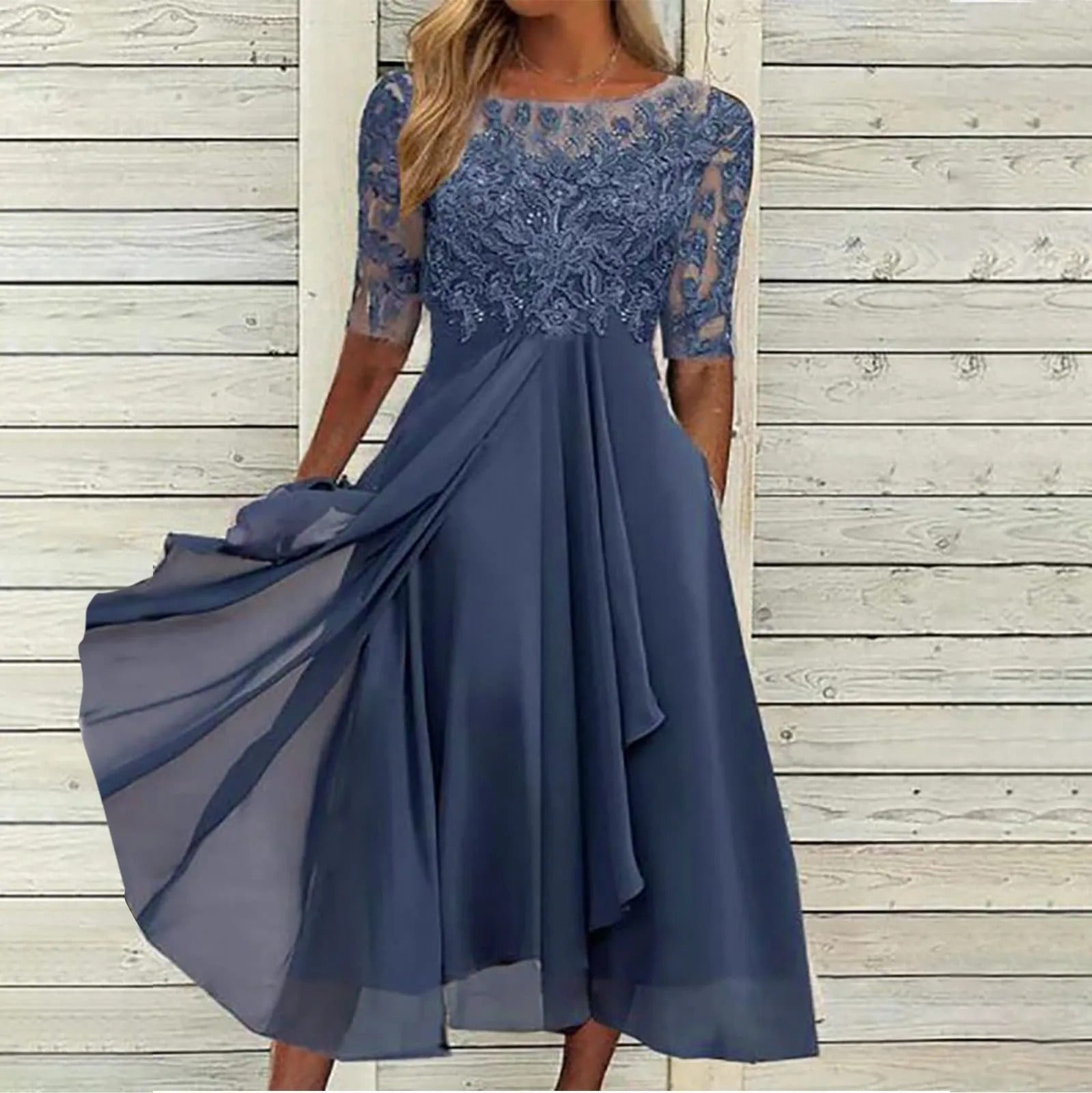 Mila - Embroidered Chiffon Dress jurk product image