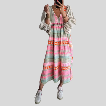 Nora - Boho Patchwork Midi Dress Dresses Sale product image