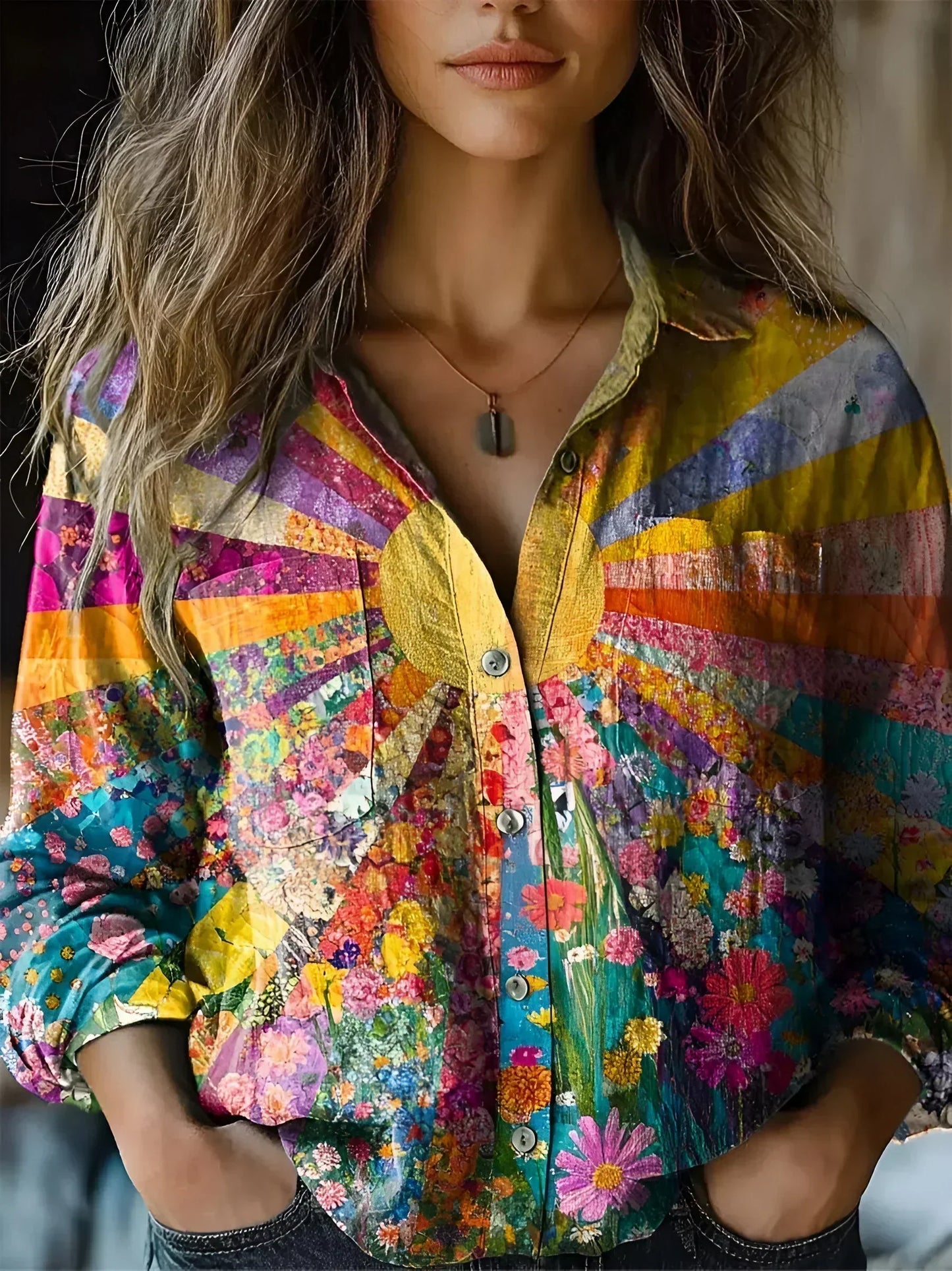 Solaire Floral Patchwork Blouse