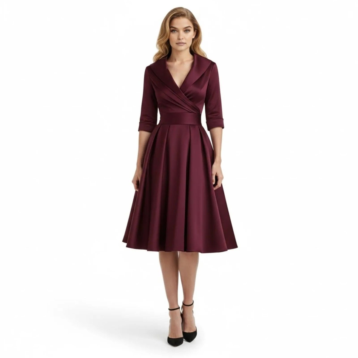 Close-up of the smooth, structured fabric of the Seraphina dress, showing its quality texture.