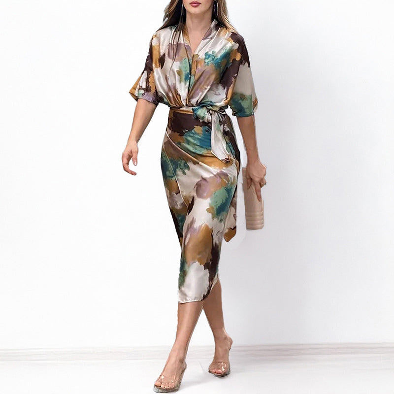 Seraphine Satin Wrap Dress