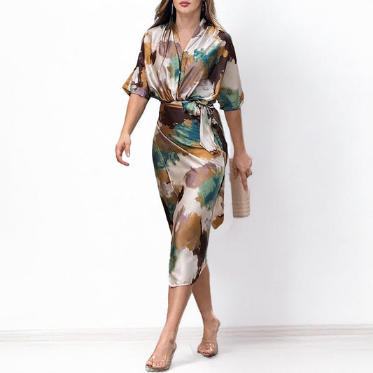 Seraphine Satin Wrap Dress